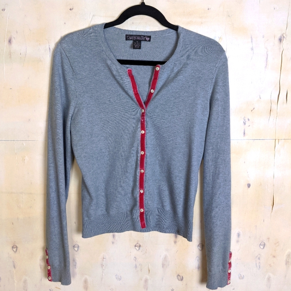 Lucky Brand cardigan sweater pink velvet button up